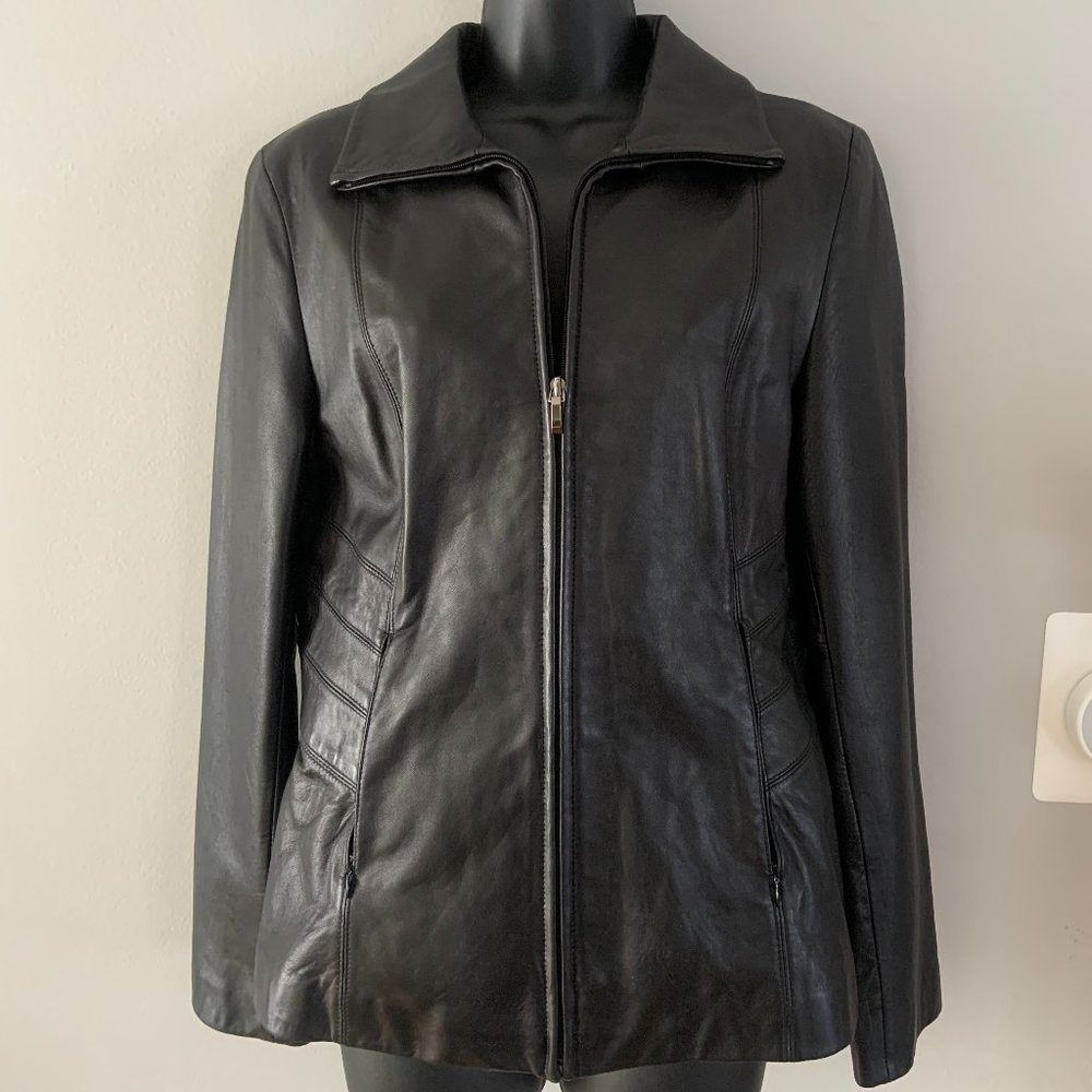 Nine West soft leather jacket, size M, black